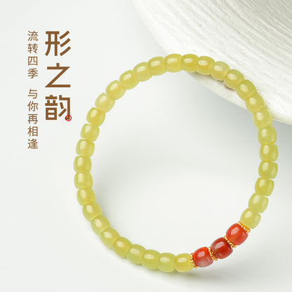 Collection Grade High-oil Yellow Tone Hetian Jade Bracelet, Exquisitely Polished Straight-cut Single-loop Bangle