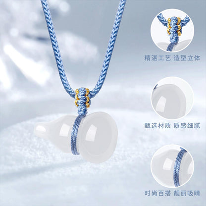 Fortune Gourd Chalcedony Necklace, Good Luck Jewelry Unisex for Gifting
