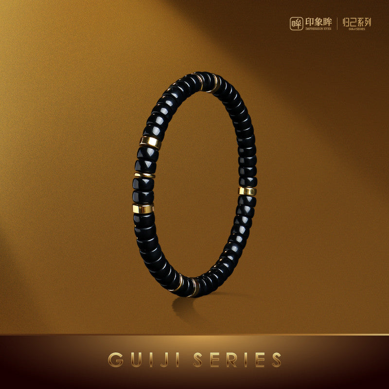 High-quality Straight-cut Round Hetian Jade Single-row Bracelet, Unisex Luxury Jade Bracelet