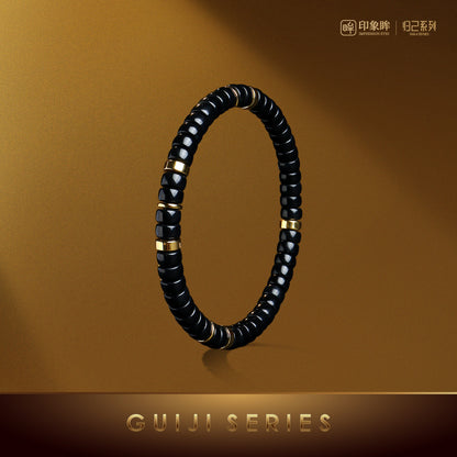 High-quality Straight-cut Round Hetian Jade Single-row Bracelet, Unisex Luxury Jade Bracelet
