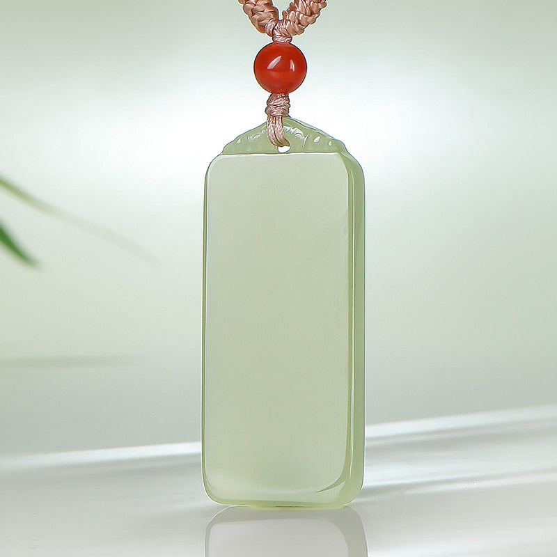 Pale Cyan Hetian Jade Bamboo Pendant for Men & Women, Rising Step-by-Step Jade Holiday Gift