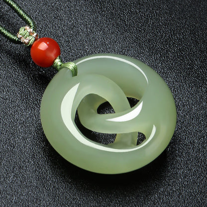 Pale Green Hetian Jade Rotatable Safety Buckle Pendant, Unisex Couple Jade Charm for Good Luck, Holiday Gift with Certificate & Collectible Value