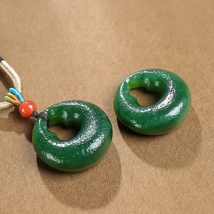 [Fortune Lock] Antique Style Hetian Jasper Gourd Safety Buckle Pendant for Women, Blessing & Fortune Jade Charm
