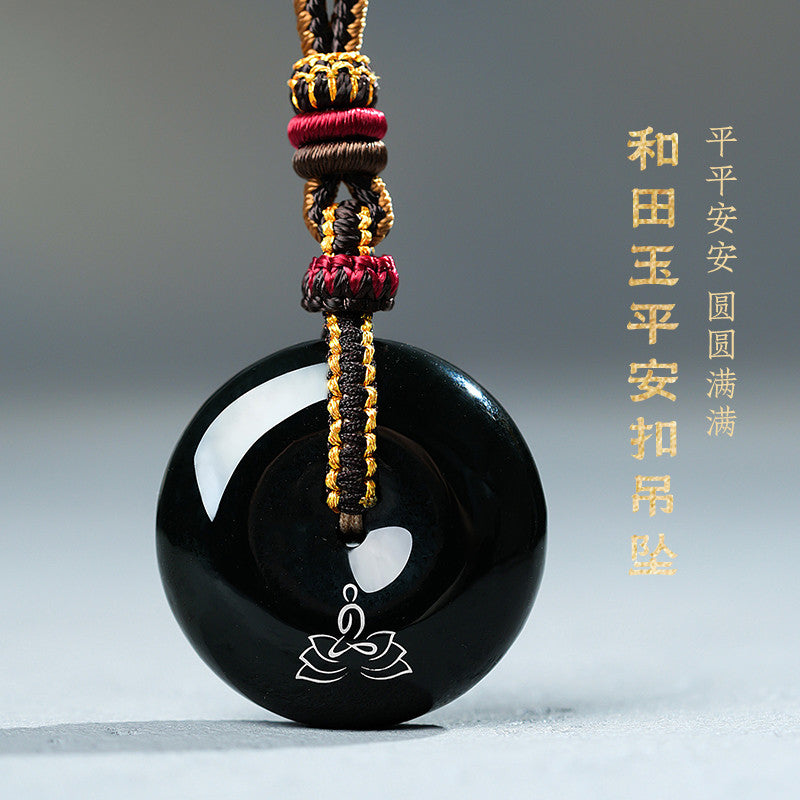 Hetian Jade Pendant, Craft Heritage Series, Intangible Cultural Heritage Gold-Silver Inlay, Enlightenment Jade Pendant, with Certificate