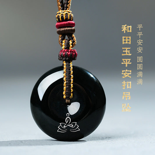 Hetian Jade Pendant, Craft Heritage Series, Intangible Cultural Heritage Gold-Silver Inlay, Enlightenment Jade Pendant, with Certificate