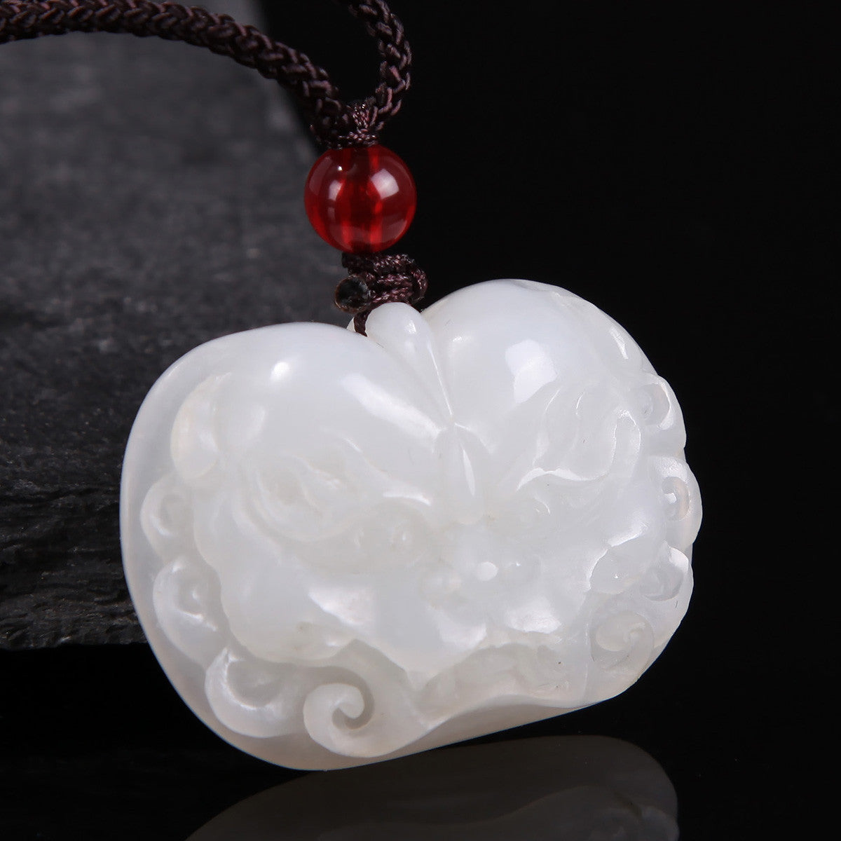 White Hetian Jade Pendant, Fine Carved Pixiu & Guanyin Pendant, Greasy Glossy High White Jade