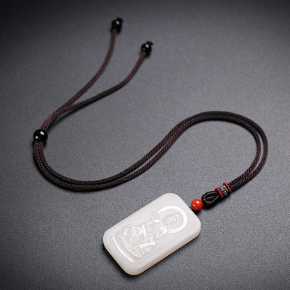 White Hetian Jade Patron Buddha Pendant, Eight Guardian Buddhas for Chinese Zodiac, Jade Plaque Ornament