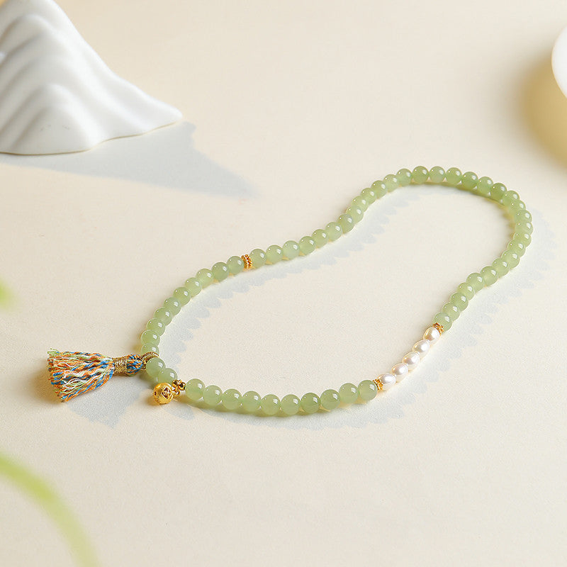 DIY Designed Hetian Pale Cyan Jade Bracelet