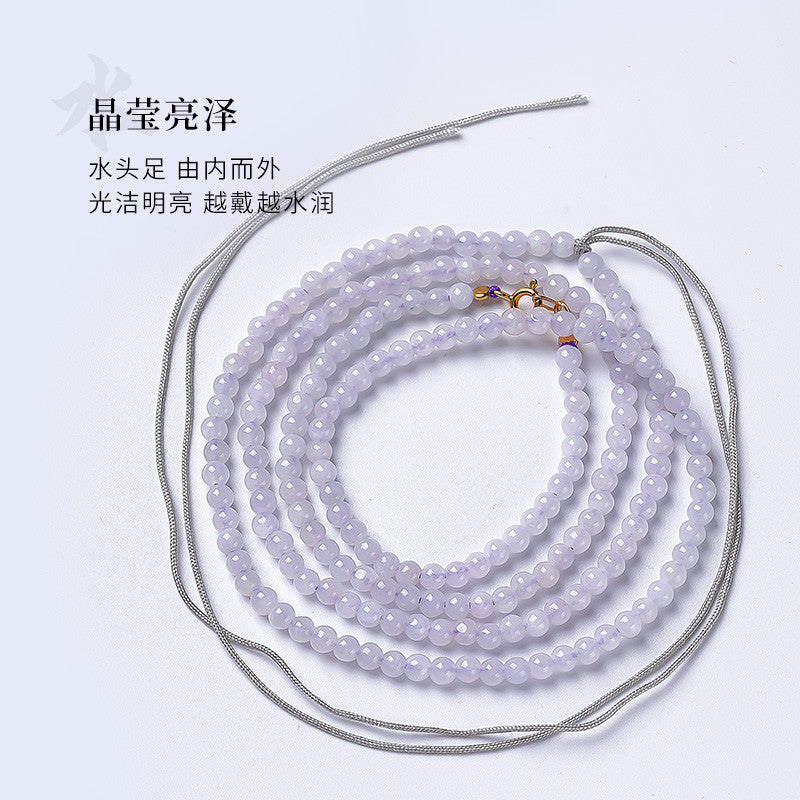DIY Violet Jadeite Necklace, Hand Braided Cord Sweater Chain Pendant Rope