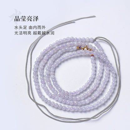 DIY Violet Jadeite Necklace, Hand Braided Cord Sweater Chain Pendant Rope