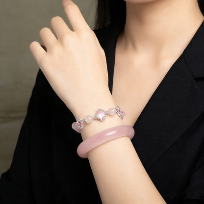 White Moonlight Series Translucent Warm Crystal Bangle & Bracelet, Natural Multi-Color Gem Jewelry with Certificate, Collectible Auspicious Lucky Ornament