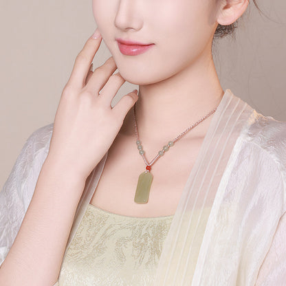 Pale Cyan Hetian Jade Bamboo Pendant for Men & Women, Rising Step-by-Step Jade Holiday Gift
