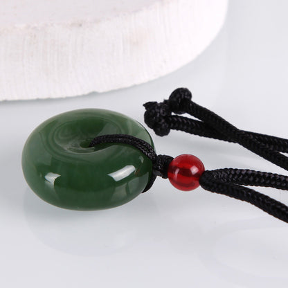 Natural Hetian Jasper Buddha Pendant, Vivid Green Jade Pendant & Round Buckle, Unisex Jade Jewelry