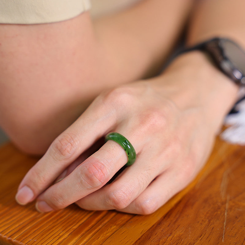 Dual-use Hetian Jasper Ring & Pendant, Stylish 2-in-1 Jade Jewelry