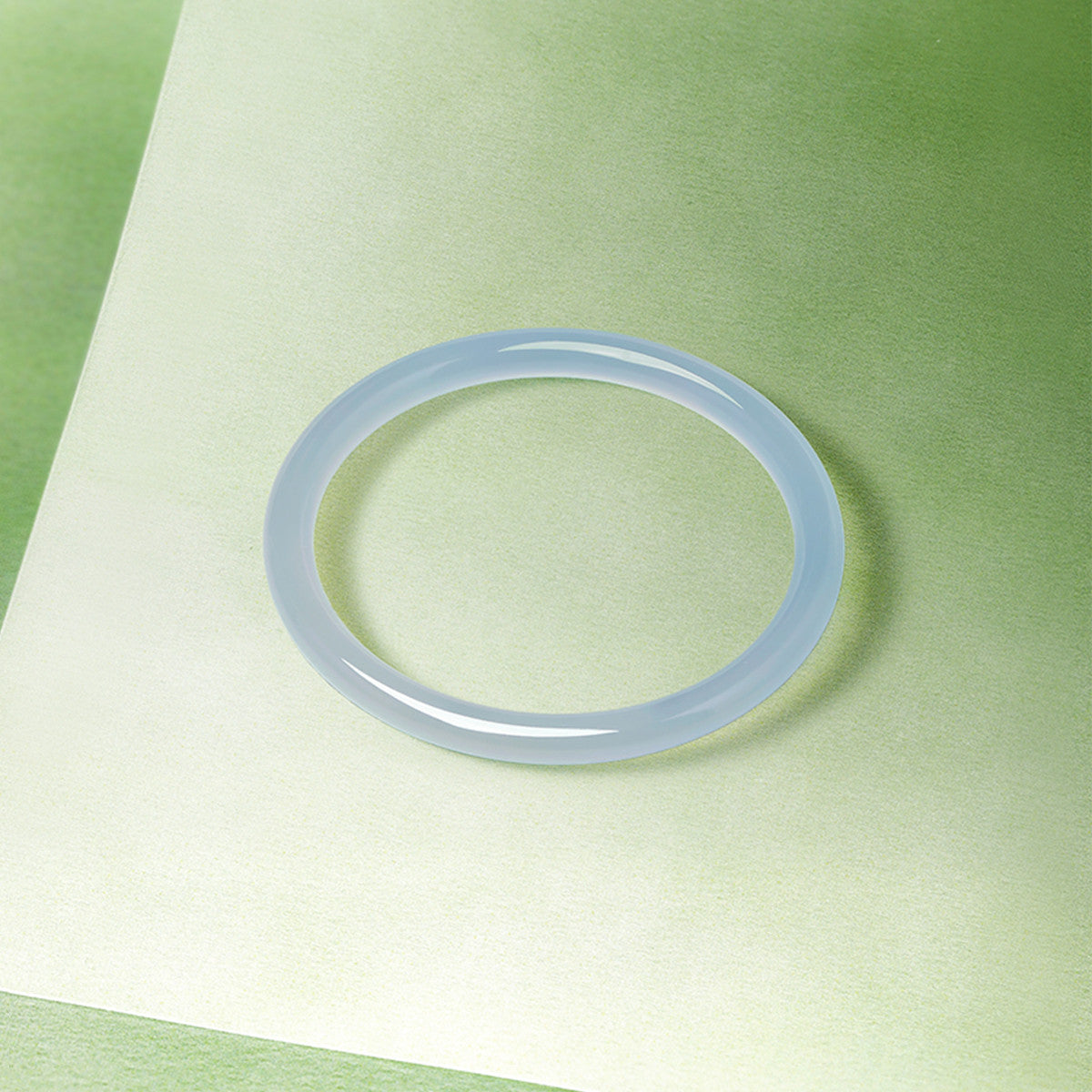 Chalcedony Bangle, Brightening & Moist Fine Jade Bangle, Slim Band Elegant Bracelet for Women