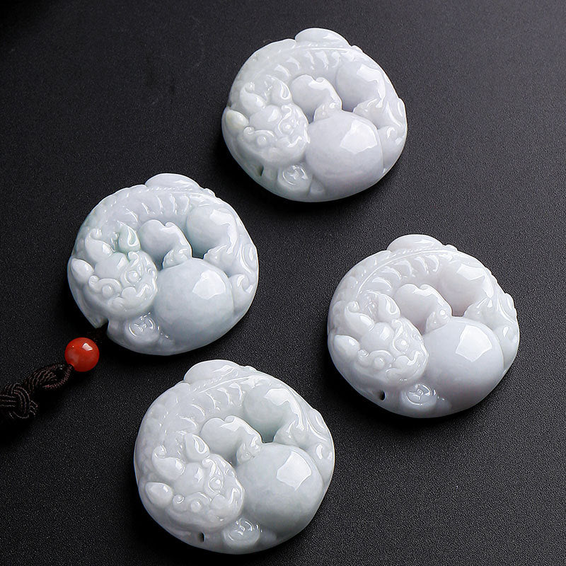 Unisex Jadeite Pixiu with Ball Pendant