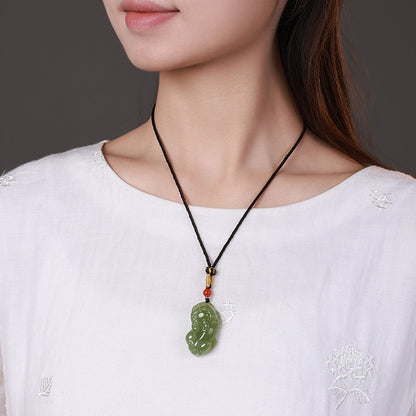 Pale Cyan Hetian Jade Pixiu Pendant for Men & Women, Holiday Lucky Gift Jade Charm