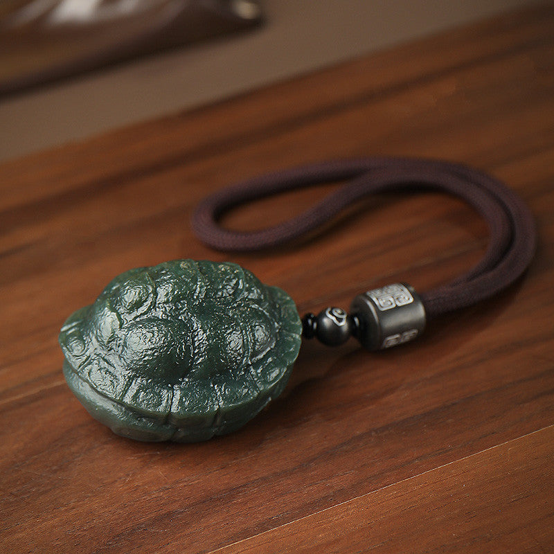 Men's Hetian Cyan Jade Turtle Shell Pendant & Hand Piece, Fortune All Over the World