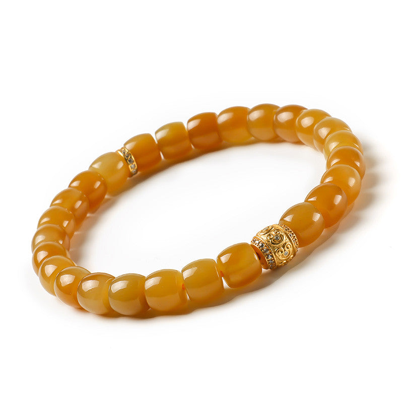 Women's Hetian Jade Bracelet, Sugar Material Barrel Bead Ruyi Rolling Bead Bracelet