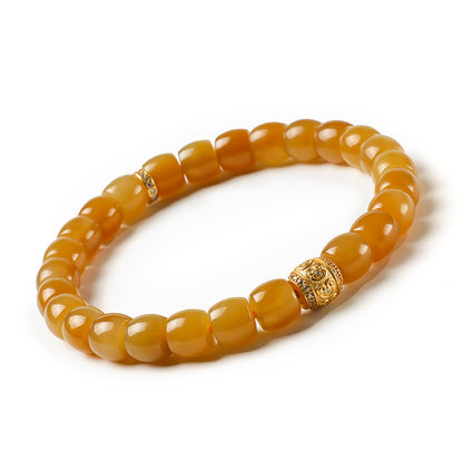 Women's Hetian Jade Bracelet, Sugar Material Barrel Bead Ruyi Rolling Bead Bracelet