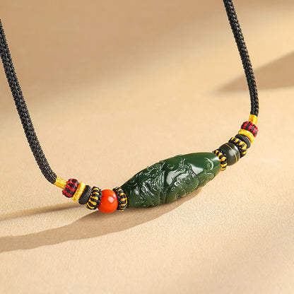 Tang Dynasty Eight Auspicious Series, Hetian Jade Heavenly Pivot Pendant, Coiling Dragon Jade Ornament