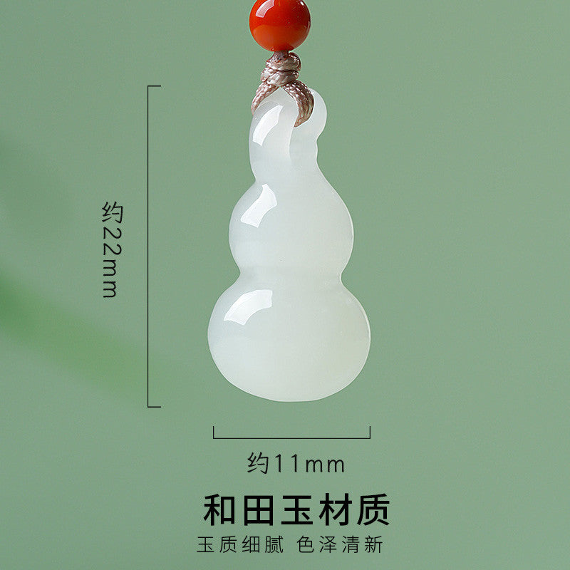 Unisex Fashion Minimalist Hetian Jade Gourd Pendant, Fortune & Blessing, Festival Gift