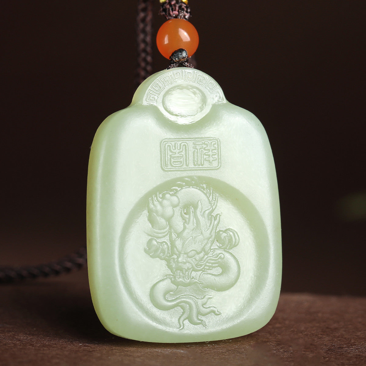 Pale Cyan Hetian Jade Pendant, Auspicious Ruyi & Chinese Zodiac Design, Unisex Jade Ornament