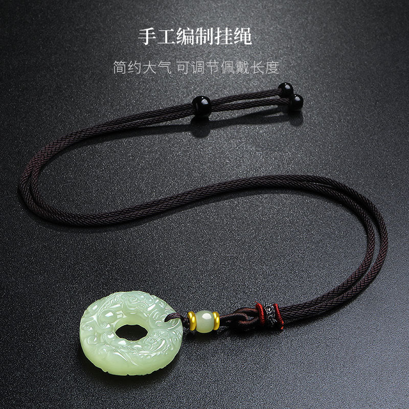 Double-Carved Hetian Jade Pixiu Pendant, Unisex Peace Buckle Jade Amulet