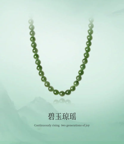 Luxury Hetian Jasper Jewelry Set, Round Bead Jade Necklace, Collectible with Certificate, Ideal Gift Choice