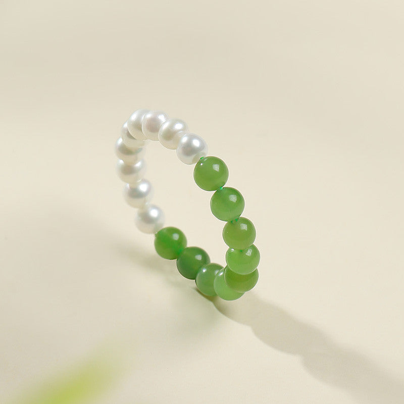 DIY Multi-gem Ring, Small Seed Beads with Jasper, White Jade, Jadeite, Turquoise, Agate, Cinnabar Fashion Adjustable Ring Jewelry