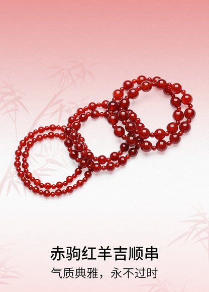 Red Agate Multi-Layer Bracelet for Women, New Chinese Style Lucky Beaded Bracelet, Ideal Gift