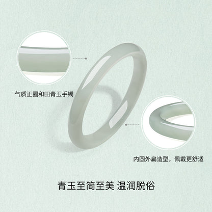 Women's Hetian Green Jade Bangle, Moist & Skin-Brightening Elegant Beauty Bracelet, Premium Gift with Certificate & Collectible Value