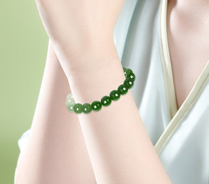 Gradient Landscape Hetian Jade Bracelet, Stylish Versatile Beaded Bangle, Daily Commute Jewelry, Gift for Friends & Mom