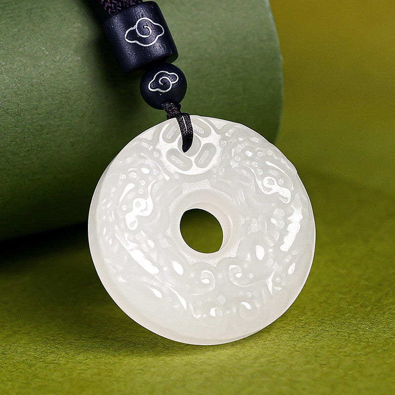 Tianshan Green Jade Pixiu Peace Buckle Pendant, New Chinese Style Minimalist Jade Charm, Festival Gift