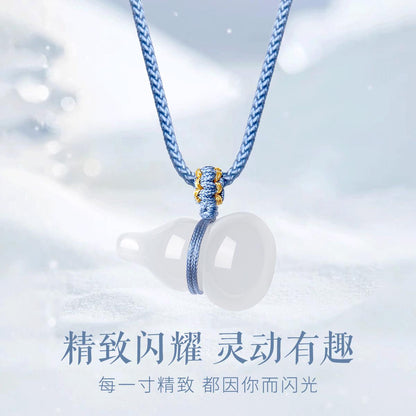 Fortune Gourd Chalcedony Necklace, Good Luck Jewelry Unisex for Gifting