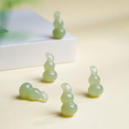 White & Lake Green Hetian Jade Small Gourd Pendant, Fortune Blessing Jade Charm