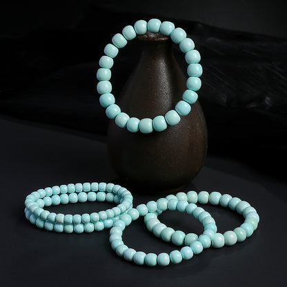Unisex Turquoise Bracelet, Natural Raw Ore Non-Optimized High Porcelain Beads, Single-Circle Wenwan Bangle, Festival Gift