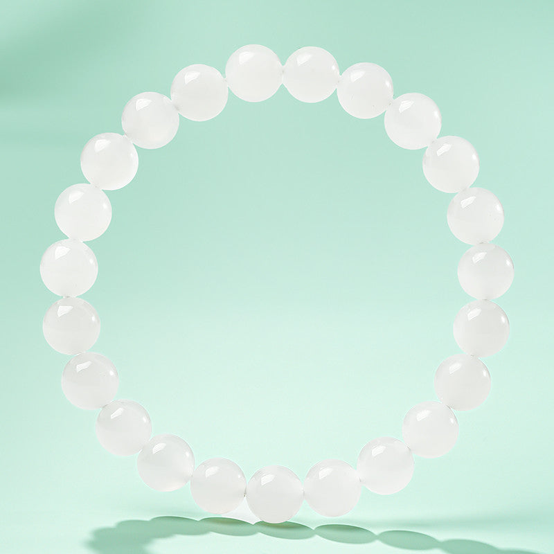 [Premium Grade] High-Oily White Hetian Jade Bracelet, Plain Single Loop Couple Bracelet
