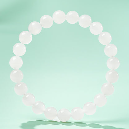[Premium Grade] High-Oily White Hetian Jade Bracelet, Plain Single Loop Couple Bracelet