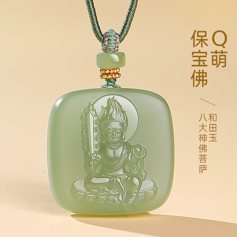 Hetian Jade Patron Buddha Pendant for Men & Women, Zodiac Guardian Buddha of Twelve Chinese Zodiac Signs