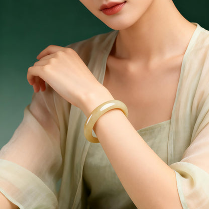 Hetian Jade Bangle, Osmanthus Sugar Material Standard Peace Bangle, Multiple Sizes, Gift for Girlfriend & Mother