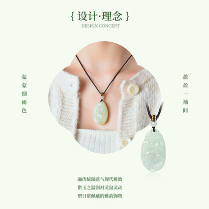 Exquisite Hetian Jade 12 Zodiac Pendant with Chinese Style Braided Cord, Birthday Gift, With Certificate & Collectible Value