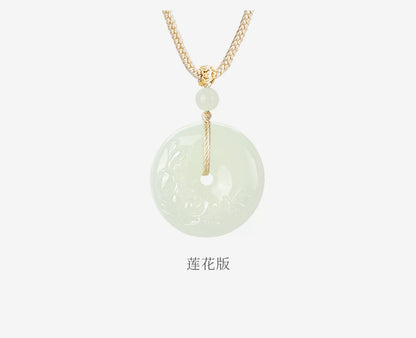 Round Green White Jade Safety Buckle Pendant, Traditional Chinese Style Unisex Jade Charm, Certified Authentic Collectible Ornament for Holiday & Anniversary
