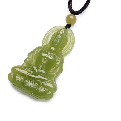 【Peace & Blessing】Vase Guanyin Hetian Bluish White Jade Pendant with Hand-Woven Cord, New Chinese Style National Trend Unisex Jewelry, Couple Ornament, With Certificate & Collectible Value