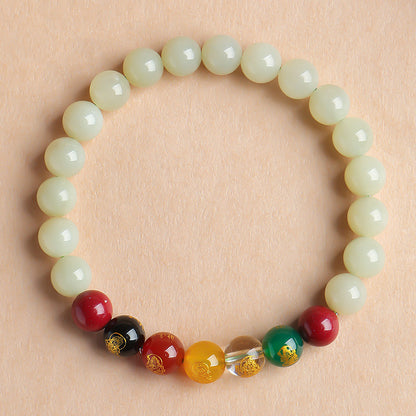 Unisex Hetian Jade Pixiu & Five-way God of Wealth Bracelet