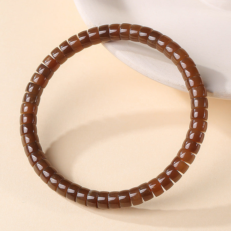 Pale Cyan Hetian Jade Bracelet, Straight-cut Tablet Bead Bangle for Women, Festival Gift