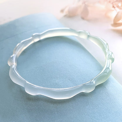 Half-mountain & Half-water Translucent Chalcedony Bangle, Gift for Girlfriend & Mother