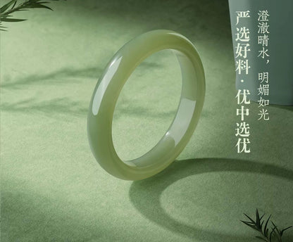 Upgraded Qingchuan Style Natural Hetian Qingyu Jade Bangle, Round Peace Bangle for Women, Authentic Jade Bracelet with Official Certificate, Collectible Chinese Traditional Jewelry, Perfect Birthday & Festival Gift
