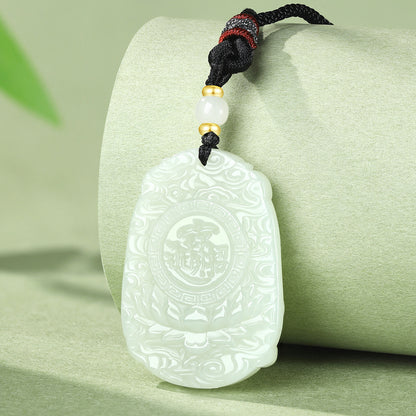 Exquisitely Carved Hetian Jade Chinese Zodiac Three Harmony Pendant, Premium Holiday Gift