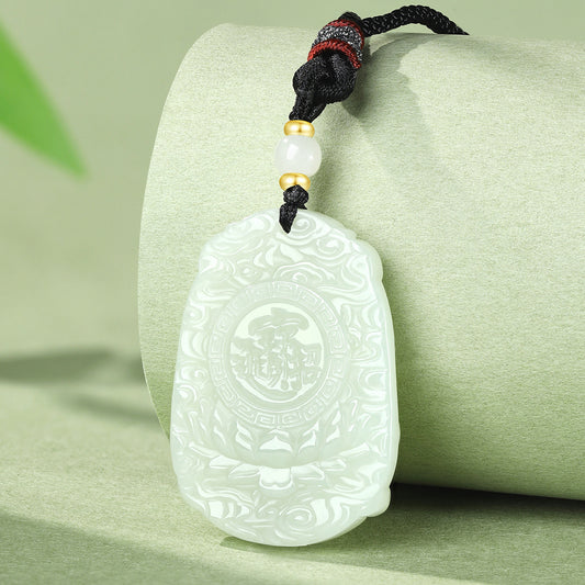 Exquisitely Carved Hetian Jade Chinese Zodiac Three Harmony Pendant, Premium Holiday Gift